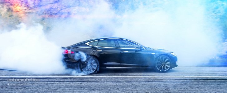 Tesla Model 3 burnout
