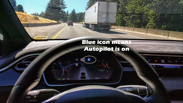 Tesla Model X driving on Autopilot