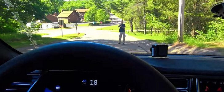 Tesla owner tests Autopilot with human obstacle