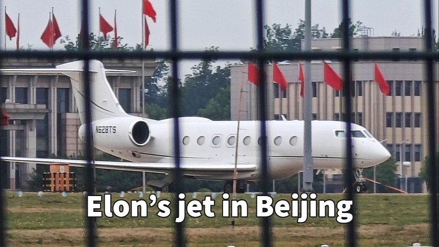 Elon Musk's jet landed in Beijing