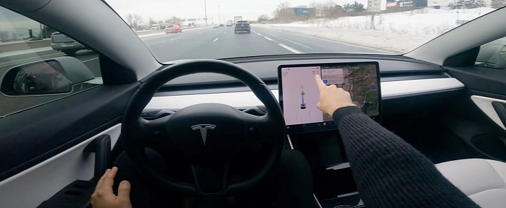 Tesla Model 3 Running on Autopilot