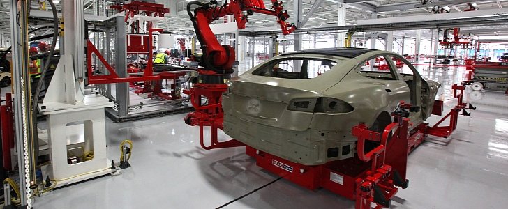 Tesla Model S on the Fremont production line