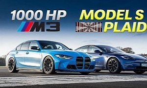 Tesla Model S Plaid Meets 1,000+ HP BMW M3; Guess Who Learned To Say 'Sorry' in German