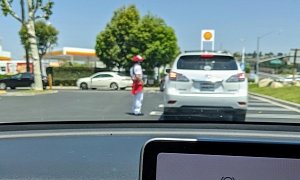 Tesla Says Drive Thru Attendant Is a Cone (Good Thing They're not a Speed Bump)