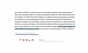Tesla Says That “Neither Autopilot nor FSD Capability Is an Autonomous System"