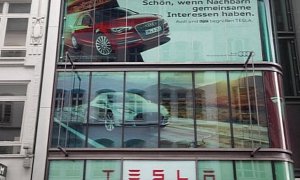 Tesla Showroom and Audi's Advertising Agency Share the Same Building in Hamburg