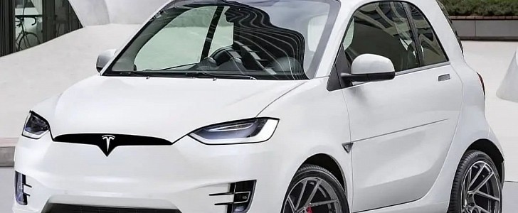 Tesla smart fortwo city car mashup rendering 