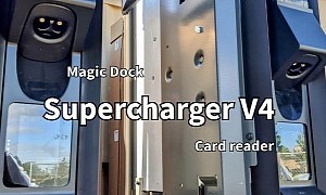 Tesla Supercharger V4 Stalls Installed in the US Have Magic Docks and Credit Card Readers