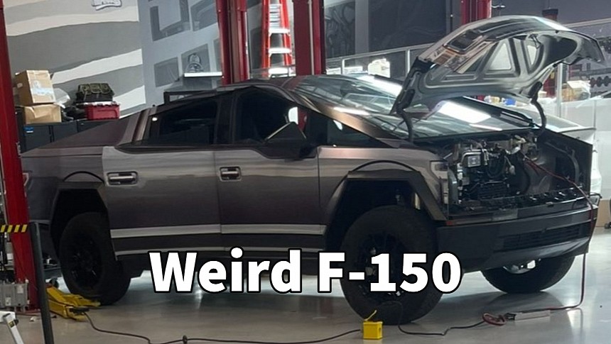 Tesla tested a Cybertruck with a Ford F-150 wrap