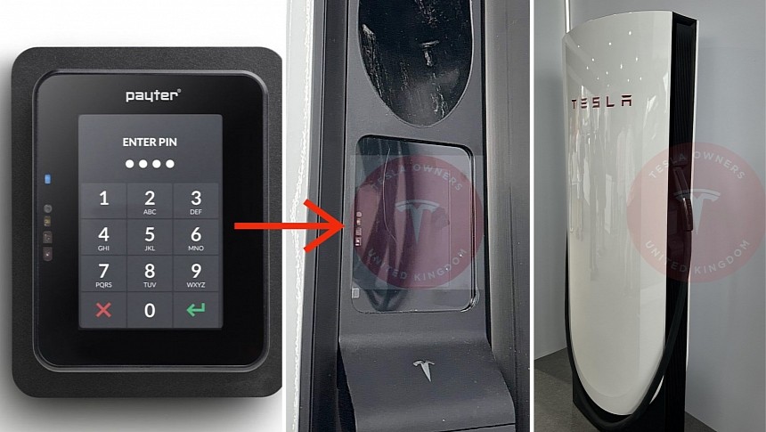 Tesla unveiled a Supercharger V4 stall with integrated credit card reader