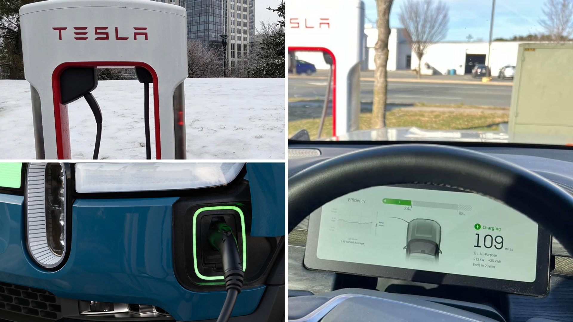 Magic Dock Engineering Genius In Action - Rivian and Ford Charge at Tesla  Supercharger