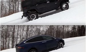 Tesla Vs. Hummer H2 Snowy Hill Climb Highlights the Importance of Tires