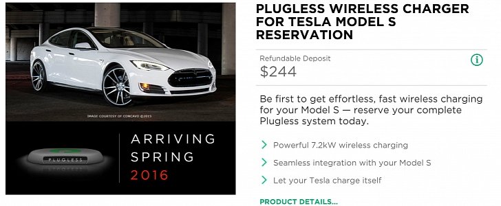 Tesla wireless charger from Plugless Power / Evatran
