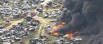 Texas Brush Fire Sparks Massive Junkyard Blaze