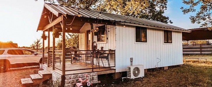 Katy and her husband turned an old shed into a rustic tiny home