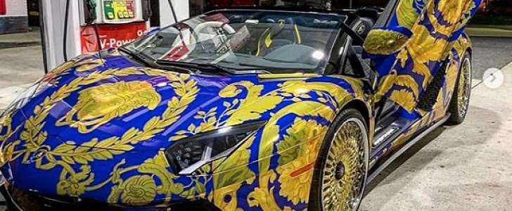 50 Cent's custom Versace Lamborghini Aventador S Roadster