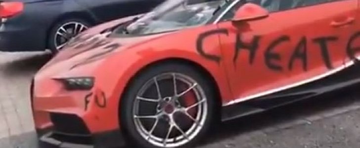Recent viral video of a vandalized Bugatti Chiron is a fake