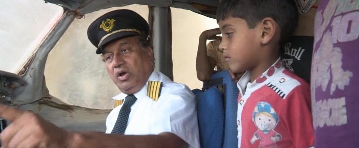  58-year-old Bahadur Chand Gupta shows his visitors around the Airbus