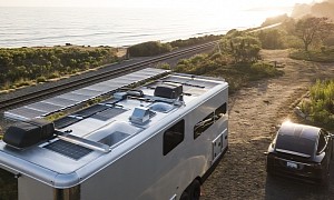 The 2021 Living Vehicle Luxury Camper Can Now Charge Your Tesla from the Sun