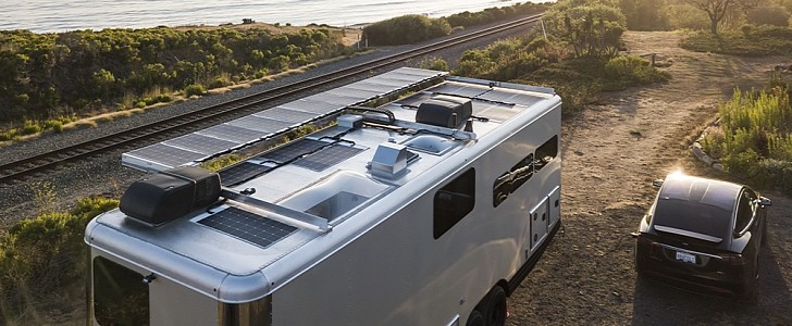 The 2021 Living Vehicle luxury camper has Volta power system for longer off-grid stays