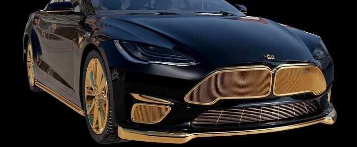Caviar presents the Tesla Model Excellence 24K, a Model S plated in 24-karat gold