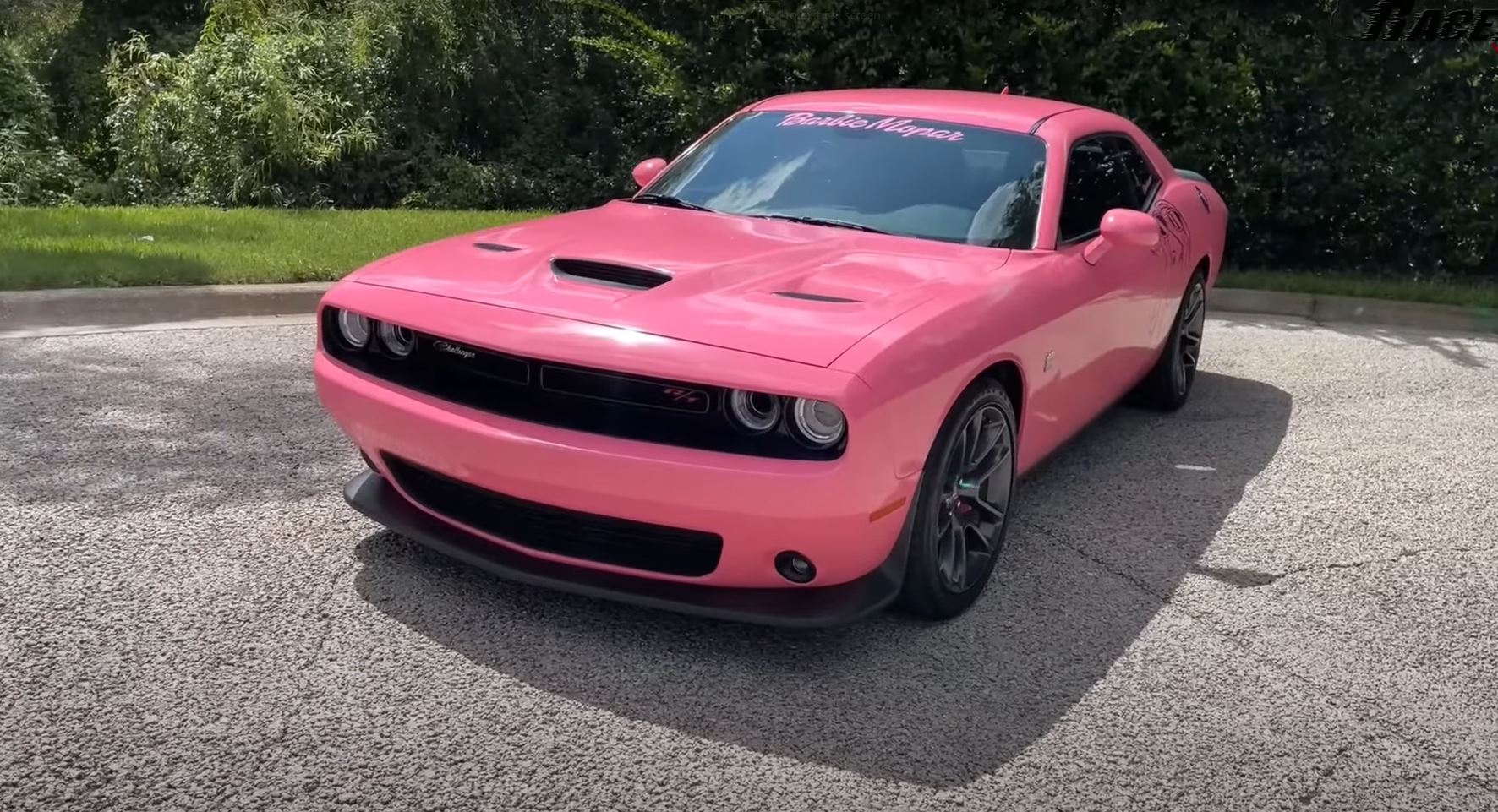 Dodge 392 scat pack wrapped in a custom printed Gloss pink Louis