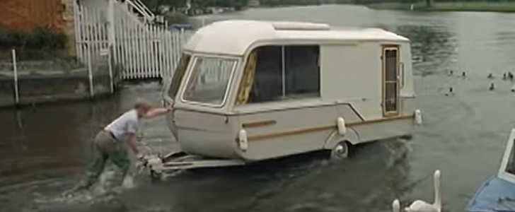 Creighton Gull, the original CaraBoat, shown in TV ad in 1968