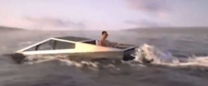 Render shows the Cybertruck being used a speedboat, Musk says it could be possible