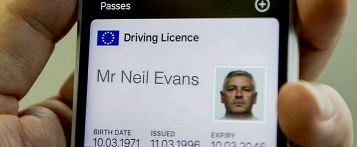 A prototype digital driving license being experimented with in the UK