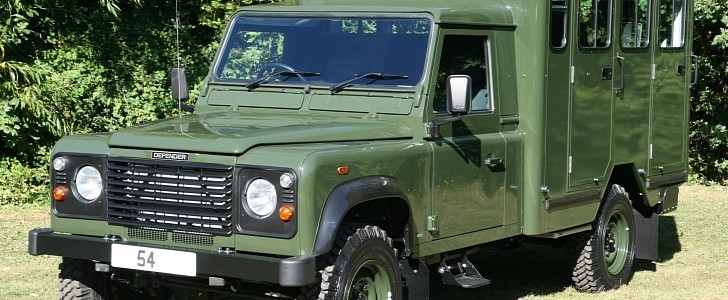 Land Rover Defender 130 Gun Bus conversion, similar to the vehicle that will be used in Prince Philip's funeral procession