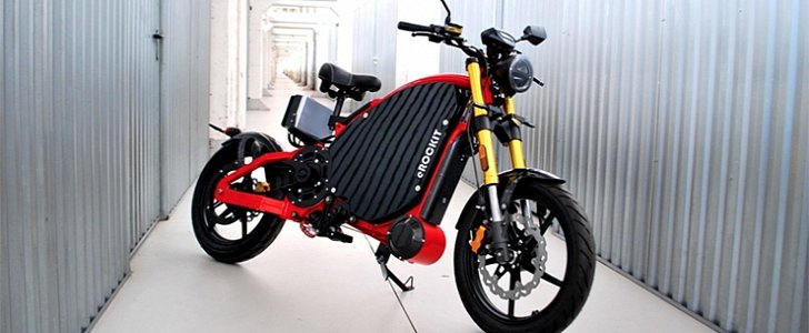 The eRockit electric motorcycle uses actual pedals instead of throttle