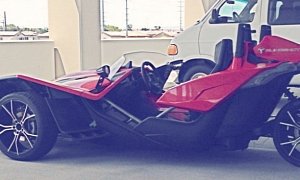 The First Full Photo of the Polaris Slingshot, Most Likely with a Front-Mounted Engine