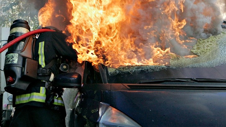 French Firefighter Saving Car