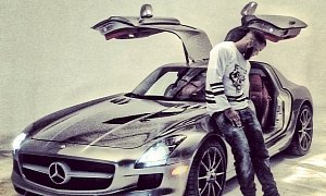 The Game Poses Next to His Mercedes SLS AMG
