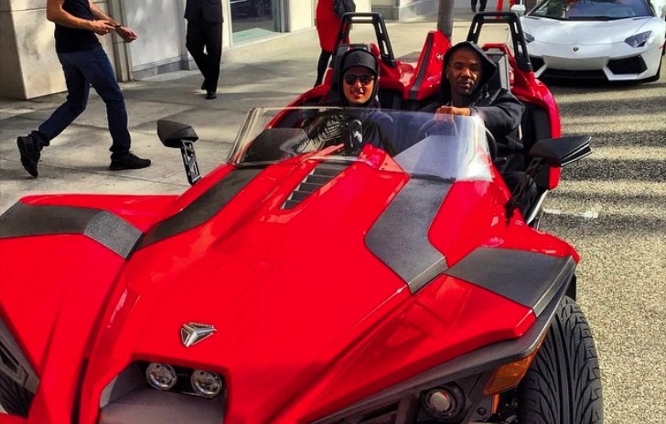 The Game riding in his Polaris Slingshot