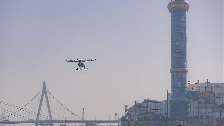 The Volocopter 2X aircraft took to the sky in Osaka