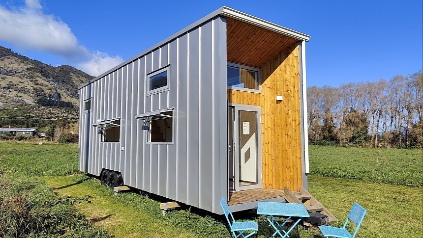 The Golden Bay boasts a rugged aluminum cladding and a compact built-in deck