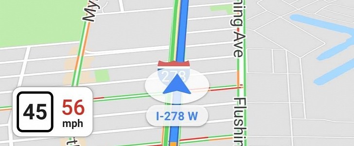 The Google Maps speedometer on Android