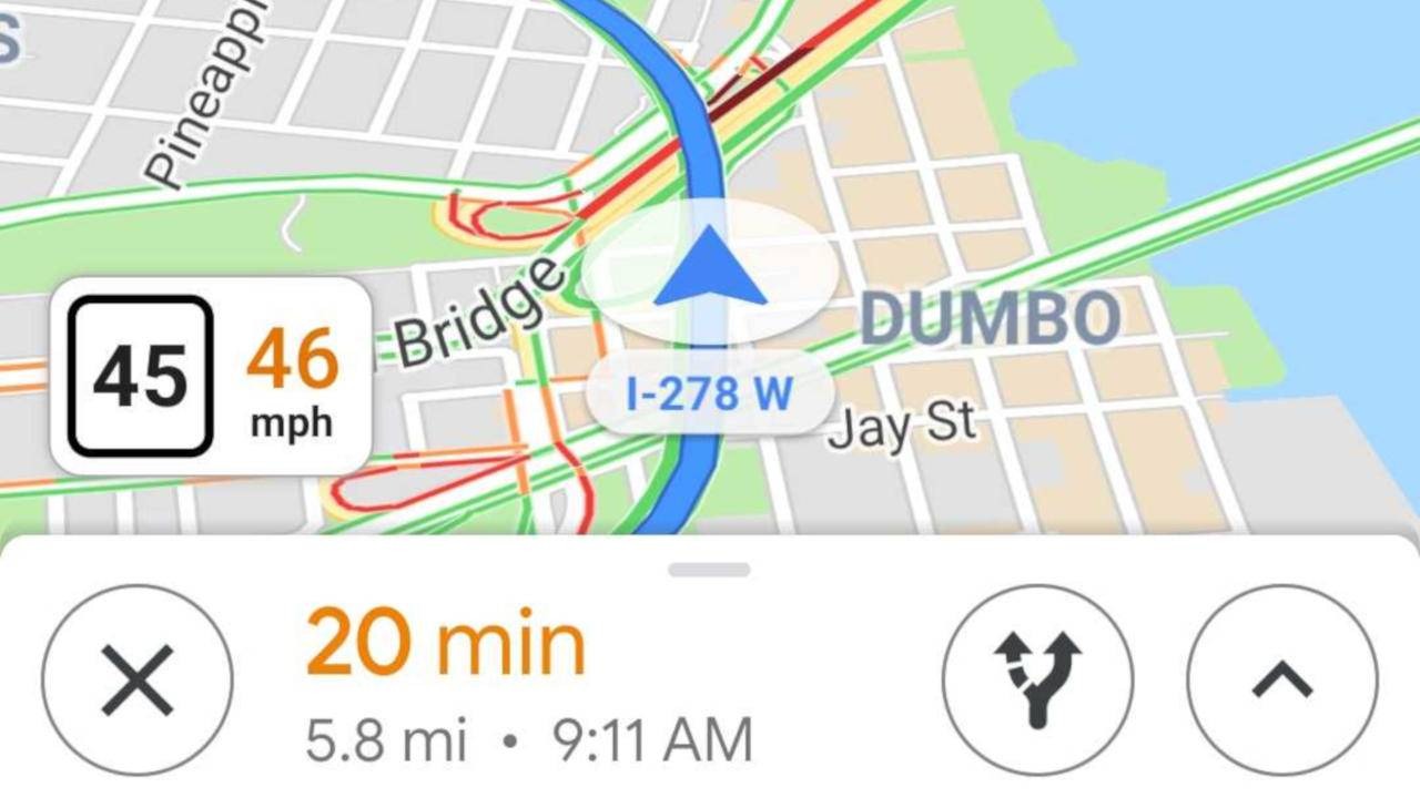 The Google Maps speedometer on Android