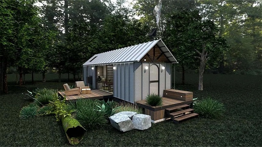 The new Jemimah tiny house boasts a fabulous garden-view bathroom