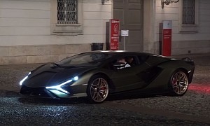 The Lamborghini Sian Looks at Home in Milan, Puts on a Show at Night