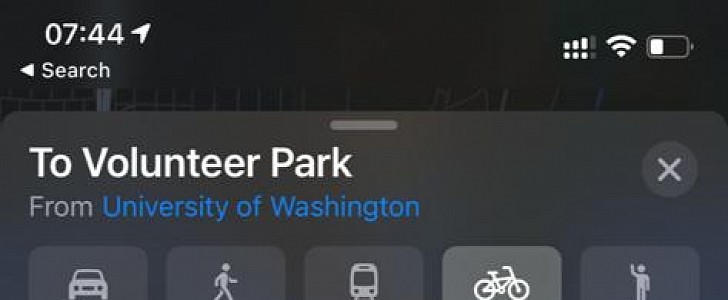 Cycling directions in Apple Maps