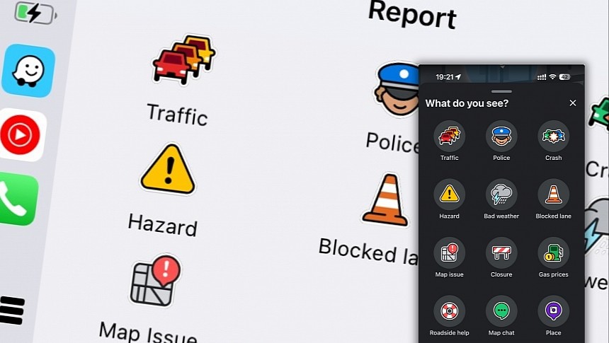 La nueva interfaz de usuario de informes en Waze