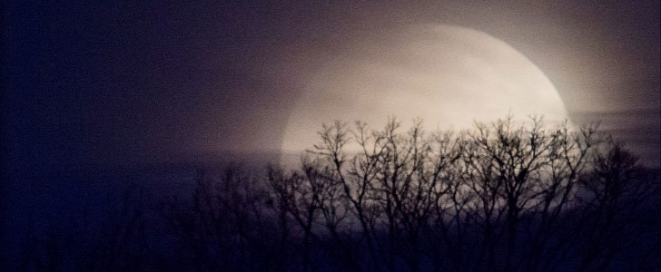 The last full moon before the winter solstice is starting to be visible on Friday evening