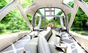 The Luxury Large Glass-Paneled Train Has Enzo Ferrari’s Designer Vision