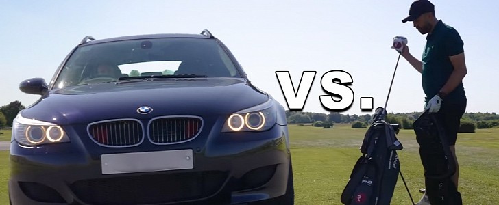 2007 BMW M5 E61 vs. golfer