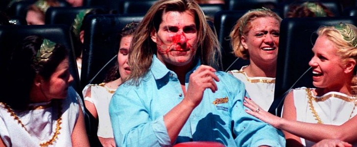 Fabio rode a hypercoaster in Virginia on March 30, 1999, killed a goose with his face