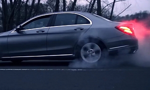 The New Mercedes C220 CDI Does a Burnout and Donuts