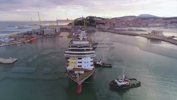 The Seven Seas Grandeurs was recently floated out in Ancona