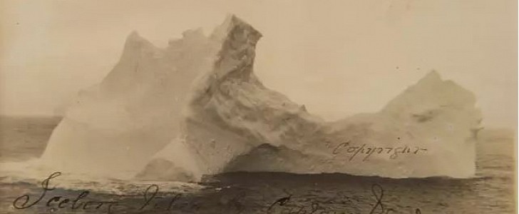 Purported only photograph of the iceberg that sunk the Titanic in 1912